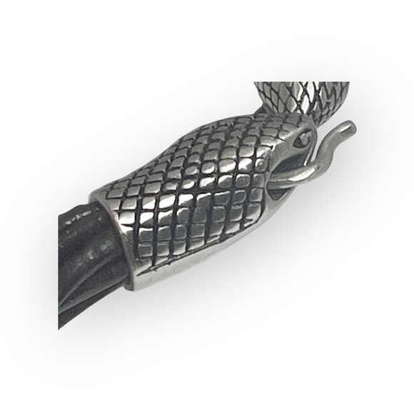 Stainless Steel 𓆙 Snake Multi Strand Leather Bracelet 𓆙 Dark Brown Leather 𓆙 - Picture 6 of 16